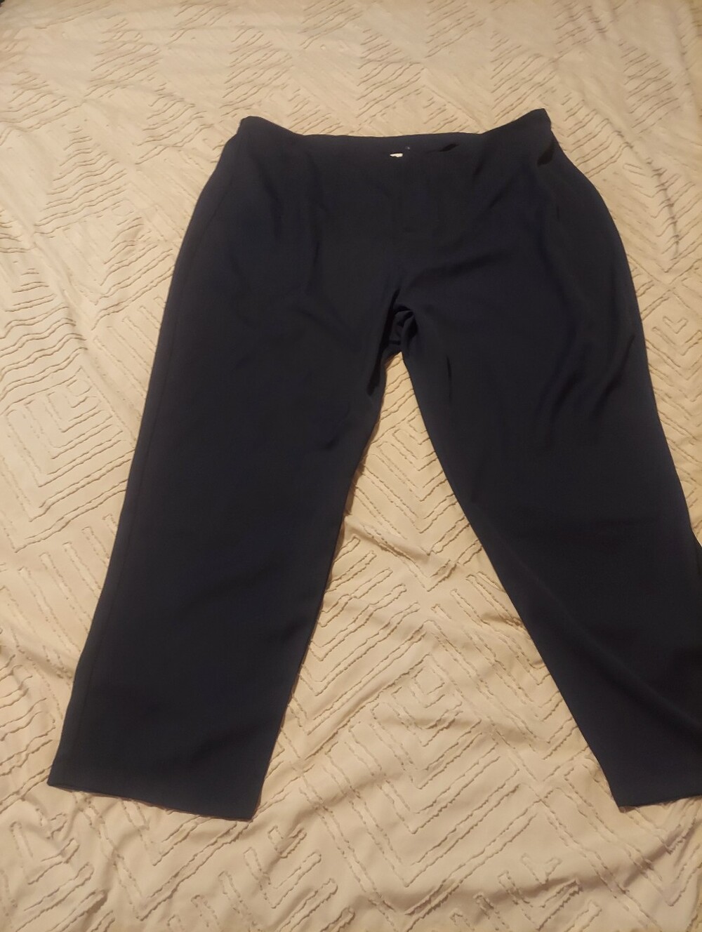Women Navy Blue Wide Leg Dress Pants 3XL Side Zip High Waist Dress Slacks